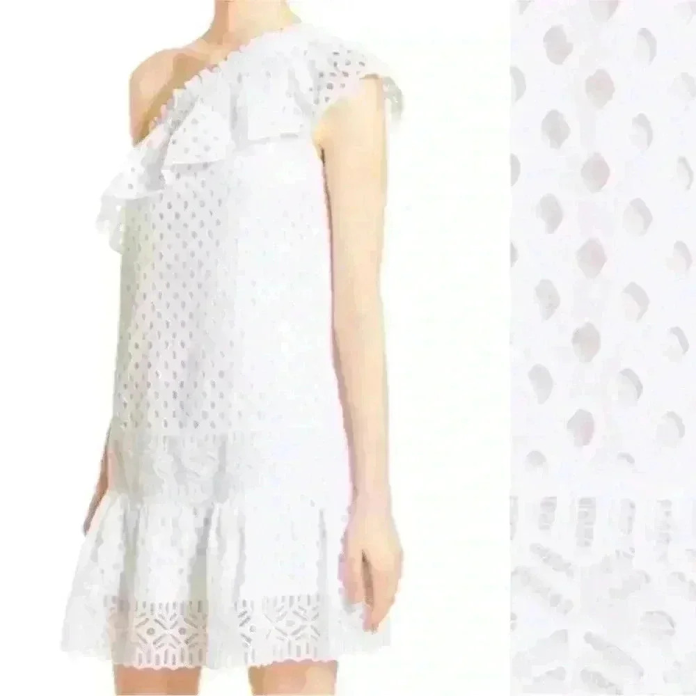 NWT Tory Burch Zoe white eyelet cotton one shoulder dress Sz 10